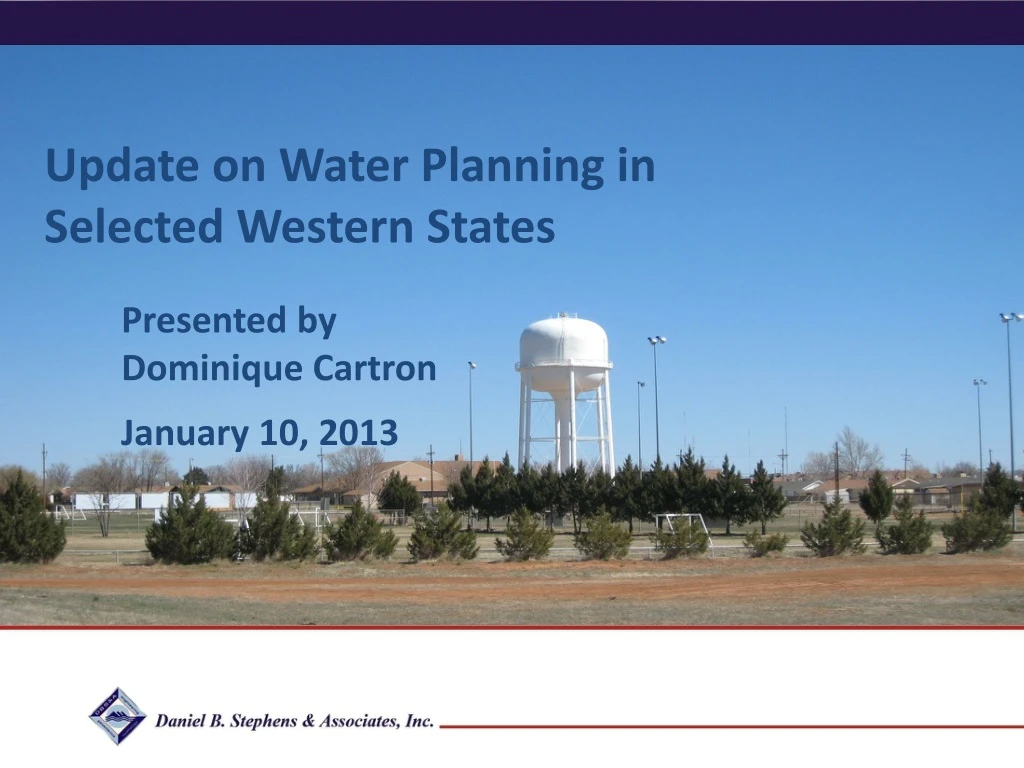 update on water planning in selected western states