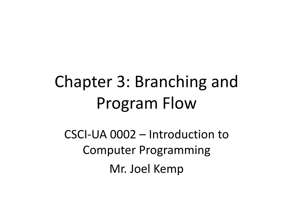 chapter 3 branching and program flow
