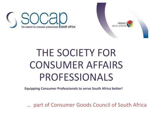 THE SOCIETY FOR CONSUMER AFFAIRS PROFESSIONALS