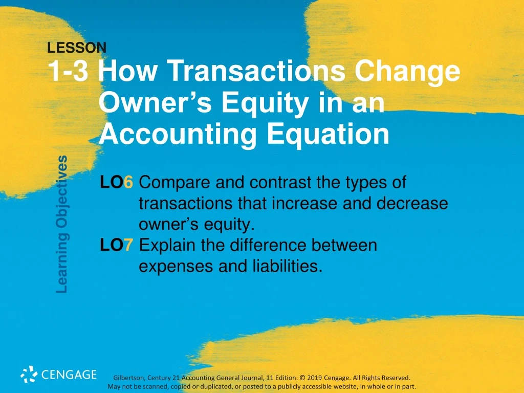 lesson 1 3 how transactions change owner s equity in an accounting equation
