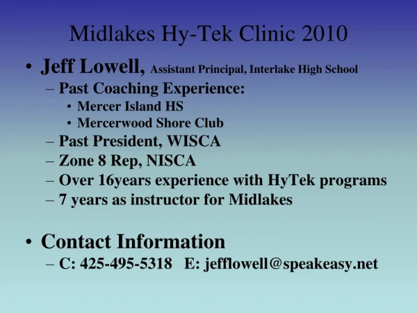Midlakes Hy-Tek Clinic 2010