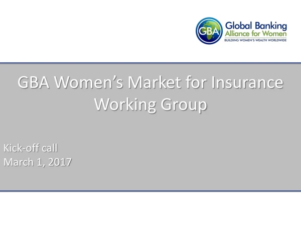 GBA Women’s Market for Insurance Working Group