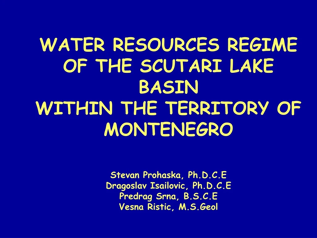 water resources regime of the scutari lake basin