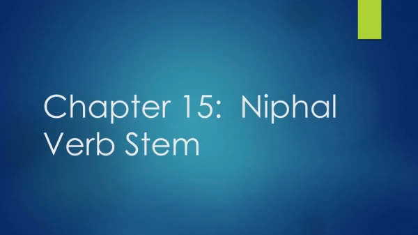 Chapter 15: Niphal Verb Stem