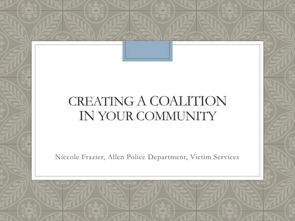 Creating a coalition iN your community