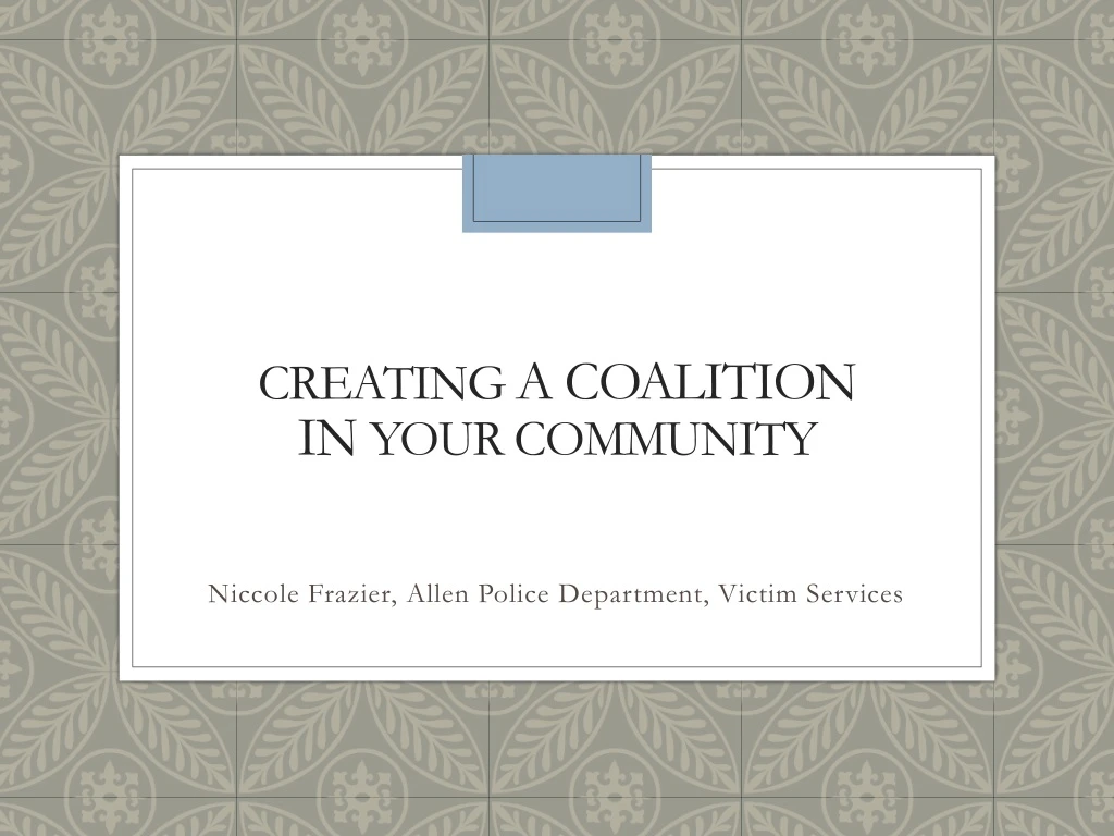 creating a coalition in your community