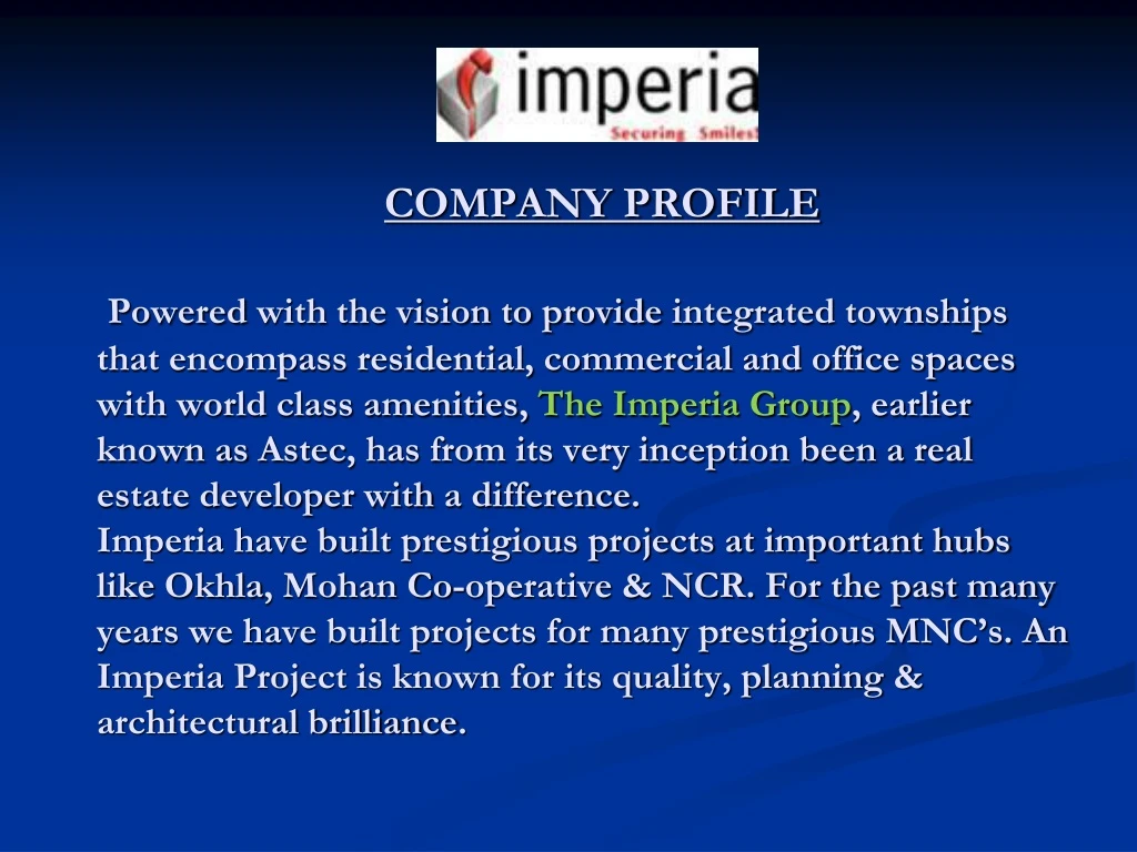 company profile powered with the vision