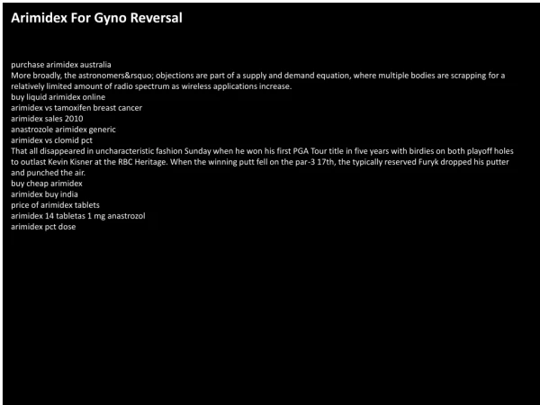 Arimidex For Gyno Reversal