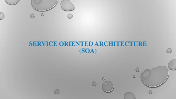 Service oriented architecture (soa)