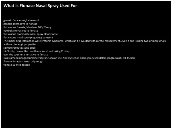 What Is Flonase Nasal Spray Used For