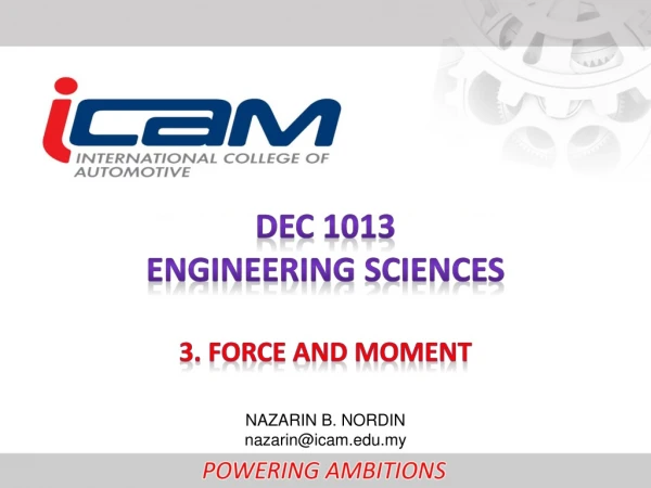DEC 1013 ENGINEERING SCIENCEs