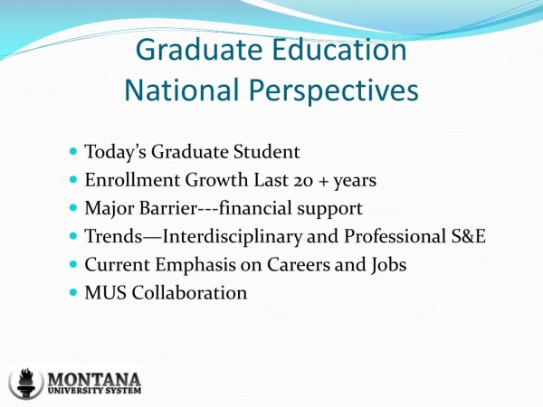 Graduate Education National Perspectives