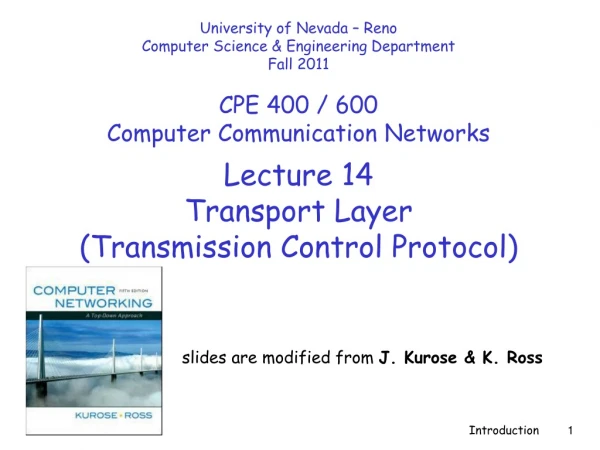 Lecture 14 Transport Layer (Transmission Control Protocol)