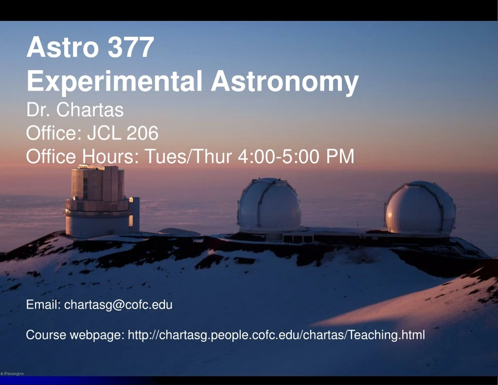 astro 377 experimental astronomy dr chartas