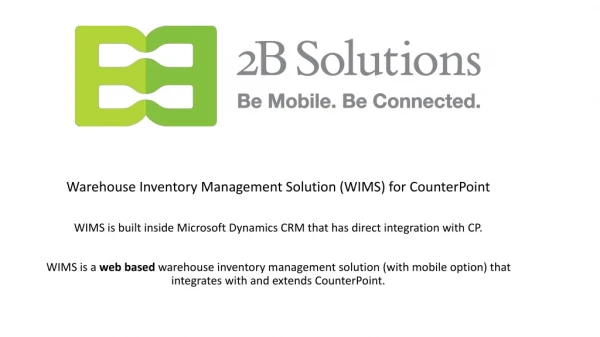 Warehouse Inventory Management Solution (WIMS) for CounterPoint