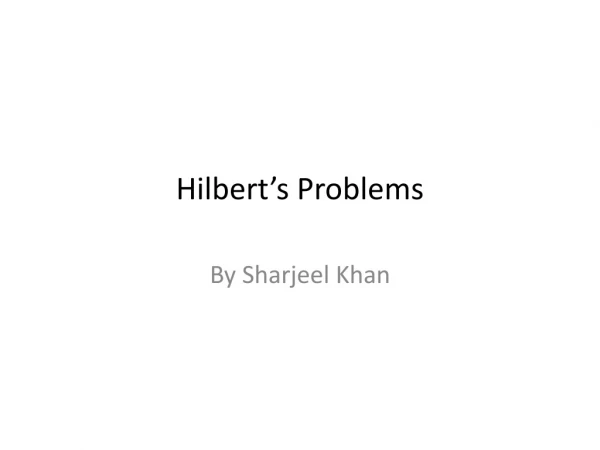 Hilbert’s Problems