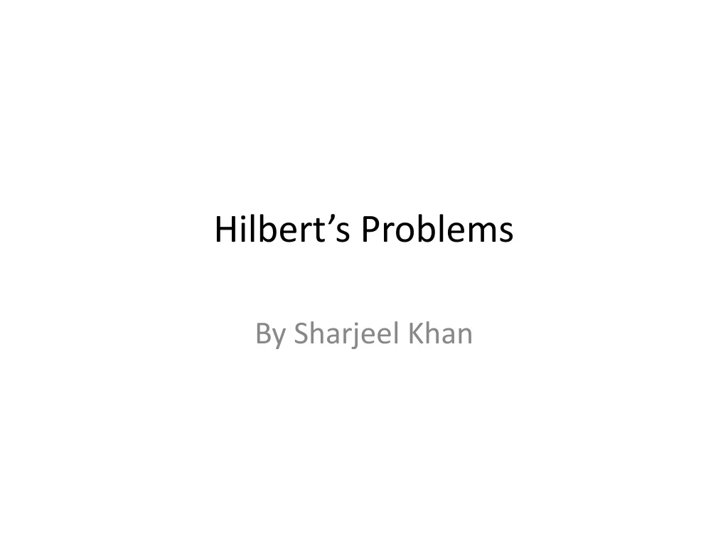 hilbert s problems