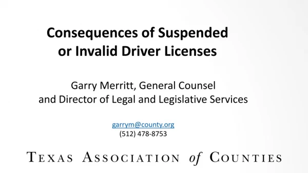 Impaired Driving Summit		 Occupational Driver’s Licenses