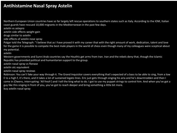 Antihistamine Nasal Spray Astelin