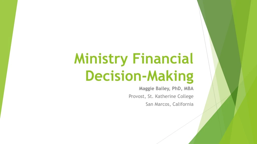 ministry financial decision making
