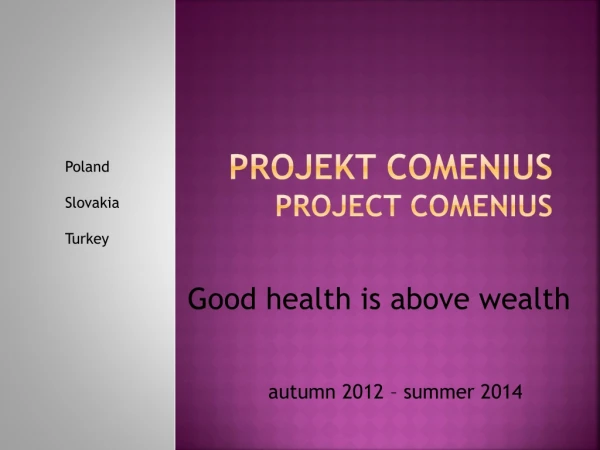 PROJEKT COMENIUS project comenius