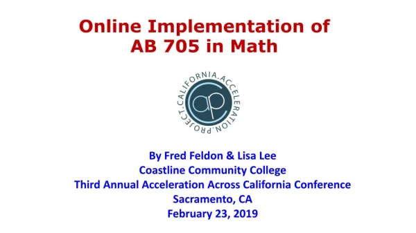 Online Implementation of AB 705 in Math
