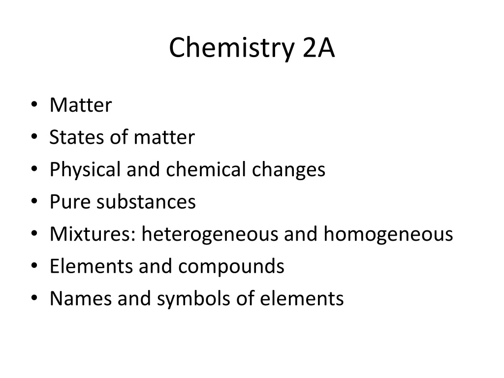 chemistry 2a