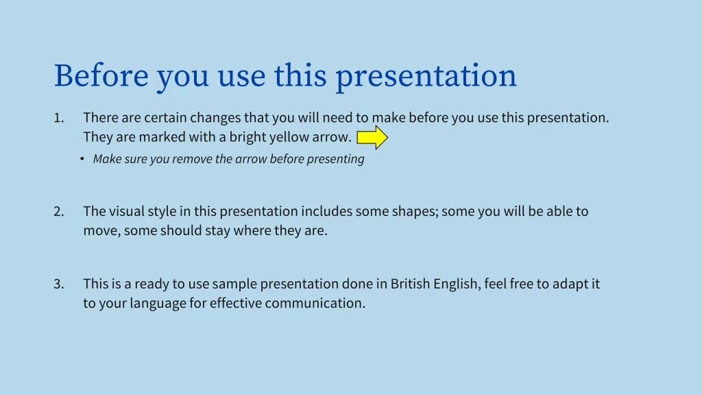 before you use this presentation