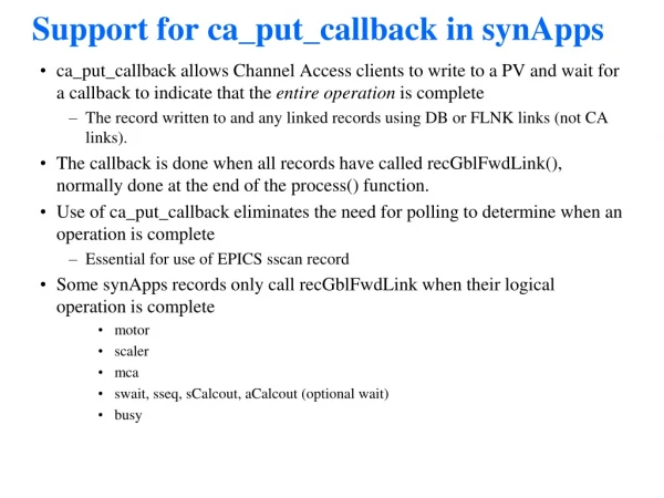 Support for ca_put_callback in synApps
