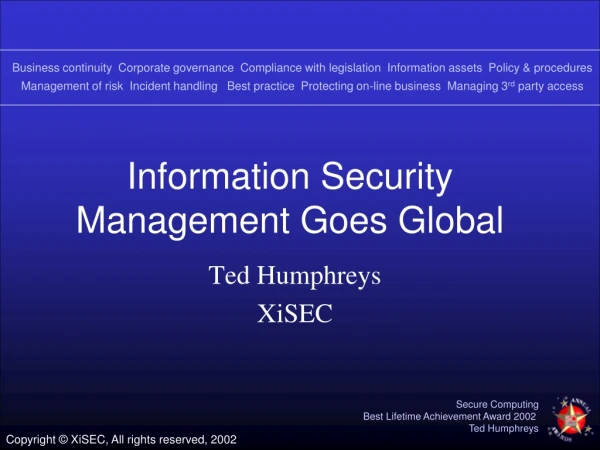 Information Security Management Goes Global