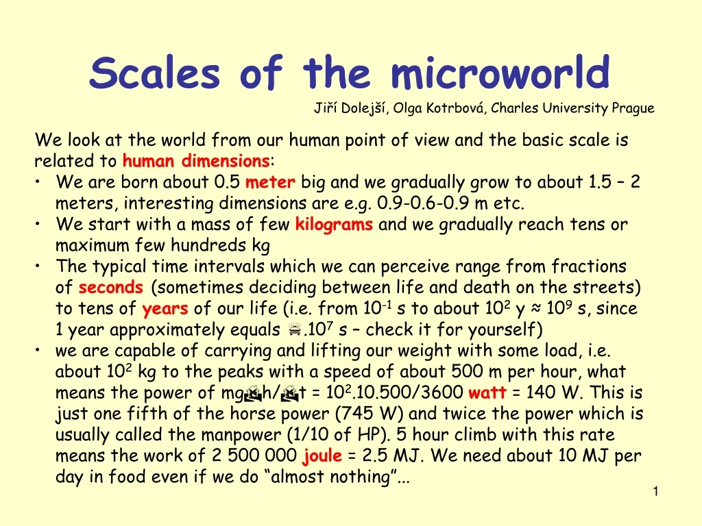 s cales of the microworld