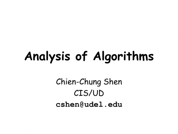 Analysis of Algorithms