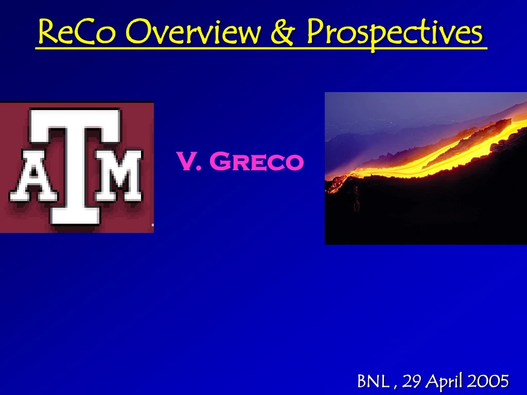 reco overview prospectives