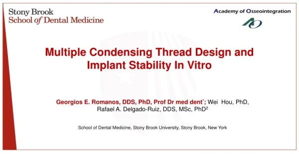 Multiple Condensing Thread Design and Implant Stability In Vitro