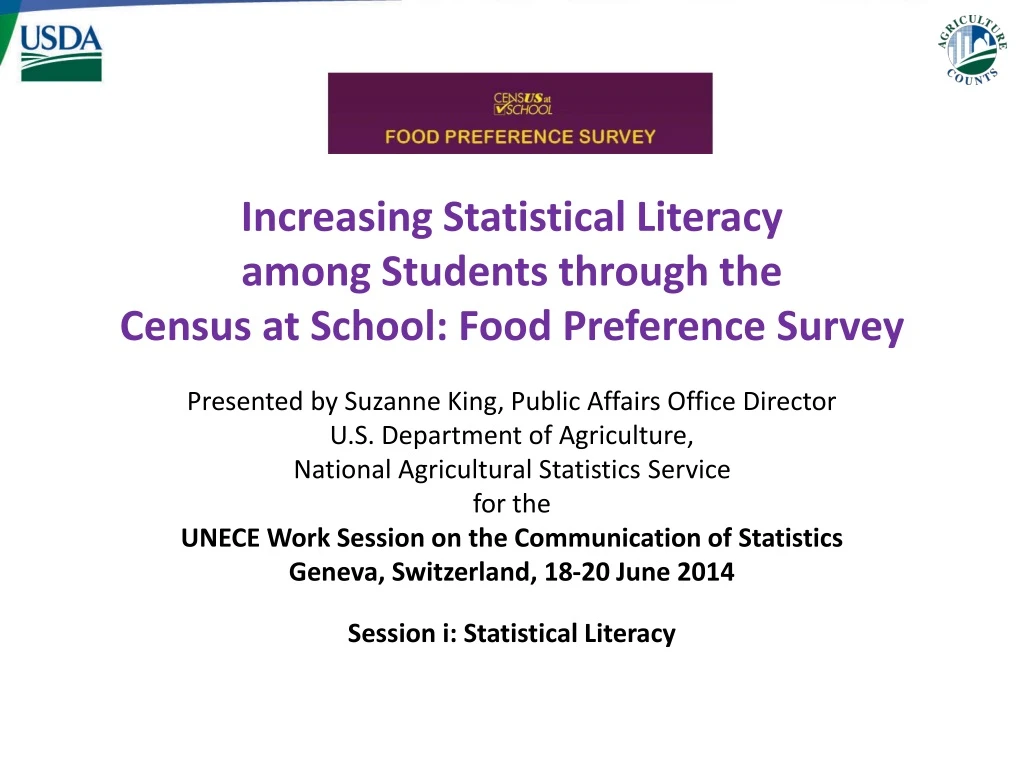 increasing statistical literacy among students through the census at school food preference survey