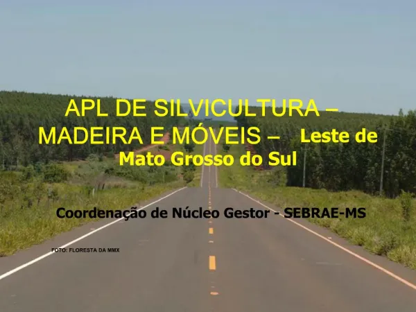 APL DE SILVICULTURA MADEIRA E M VEIS Leste de Mato Grosso do Sul