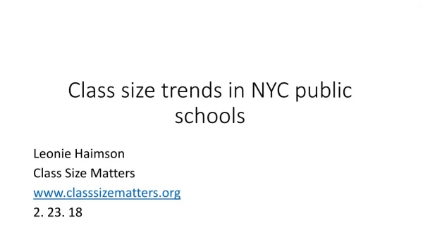 Class size trends in NYC public schools