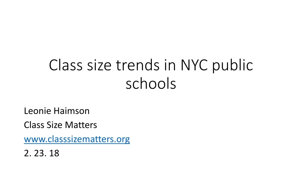 class size trends in nyc public schools