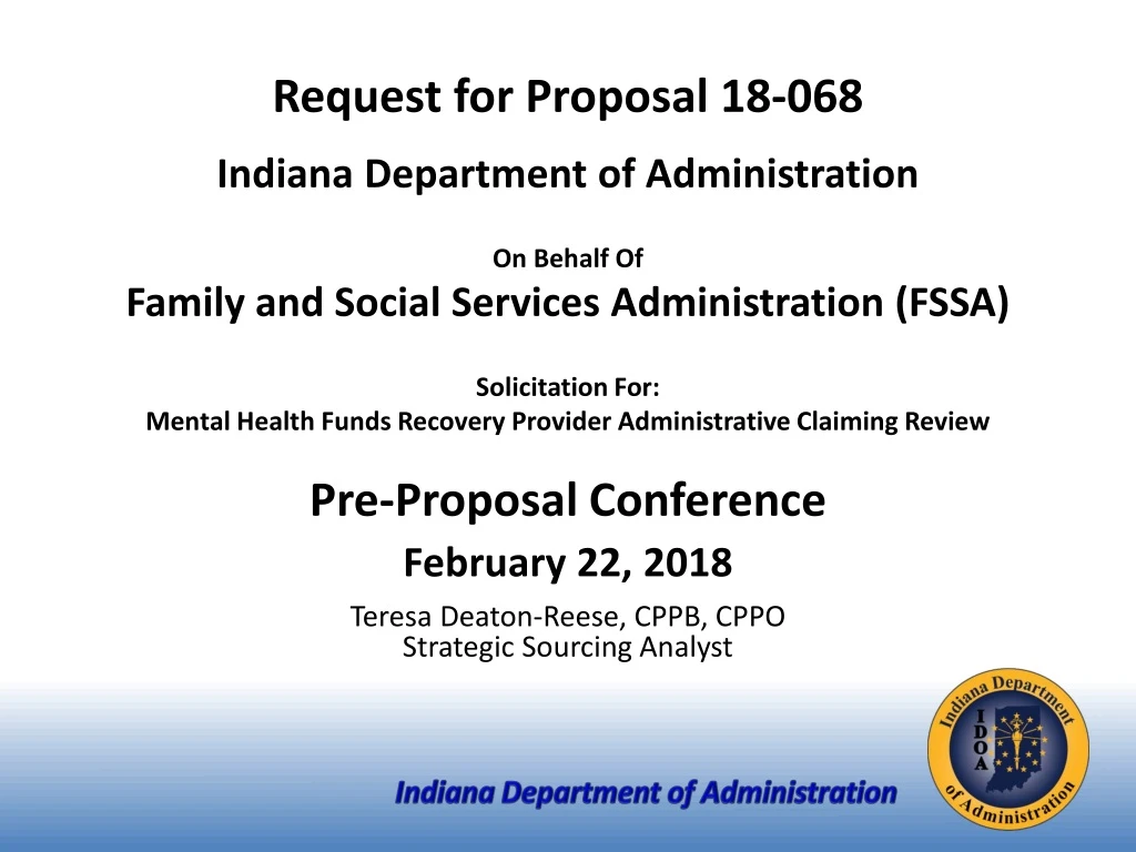 request for proposal 18 068 indiana department