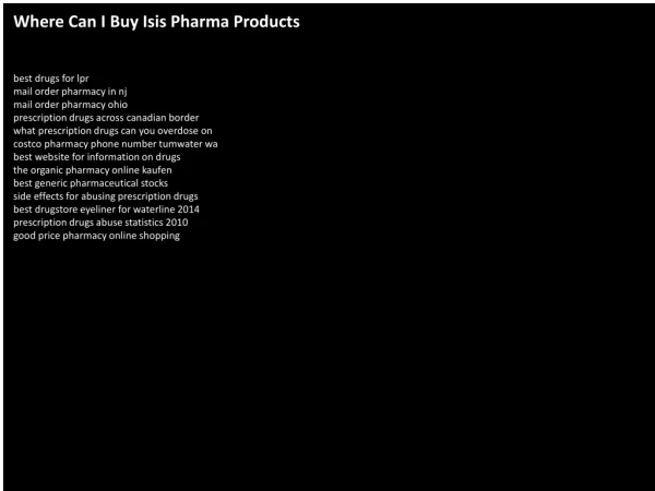 Where Can I Buy Isis Pharma Products