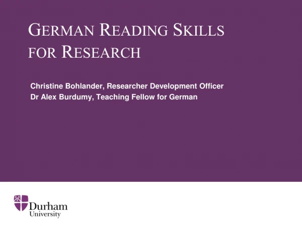 German Reading S kills for Research
