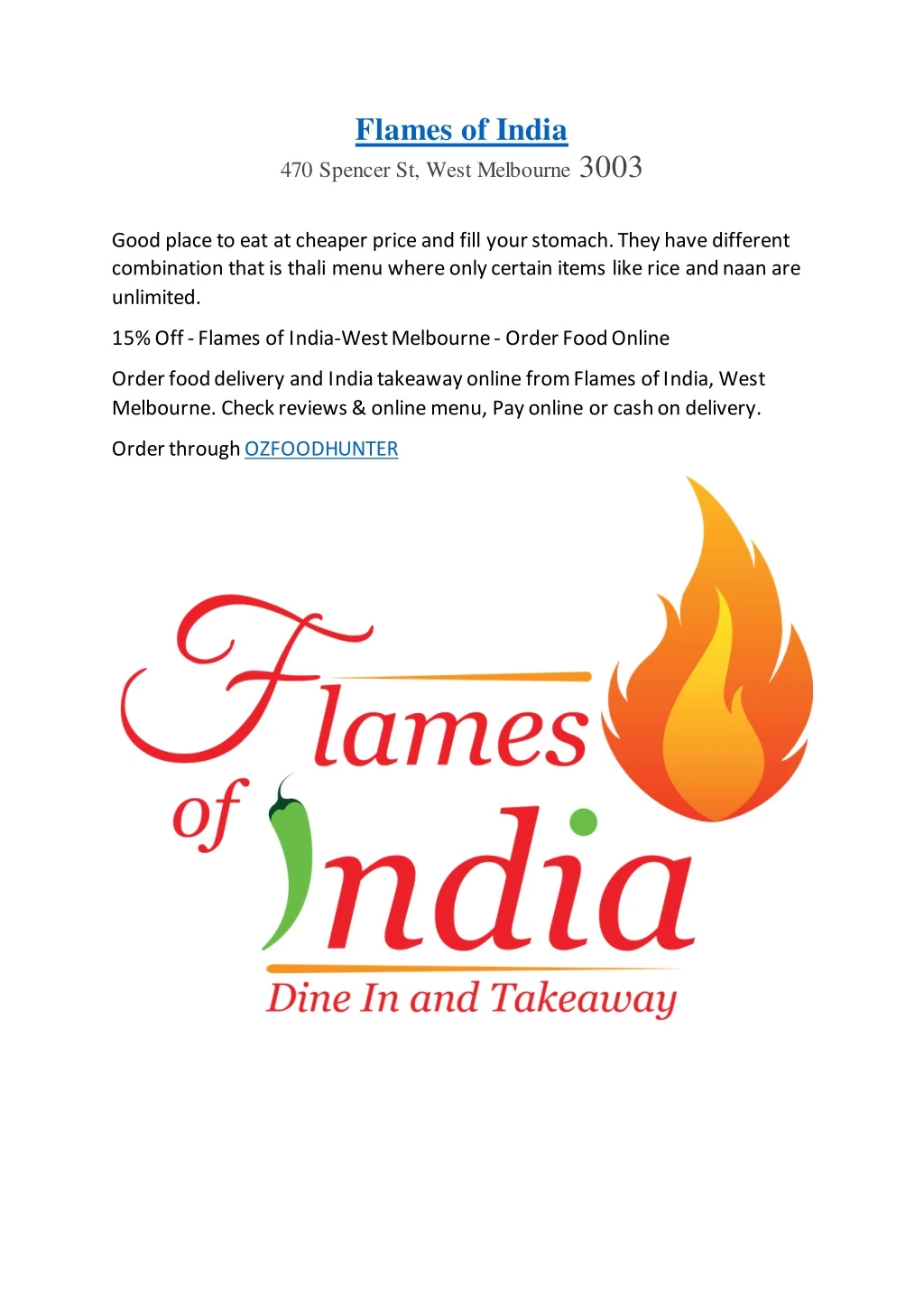 flames of india 470 spencer st west melbourne 3003