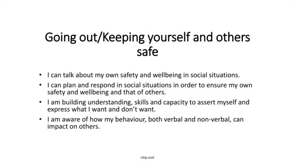 Going out/Keeping yourself and others safe