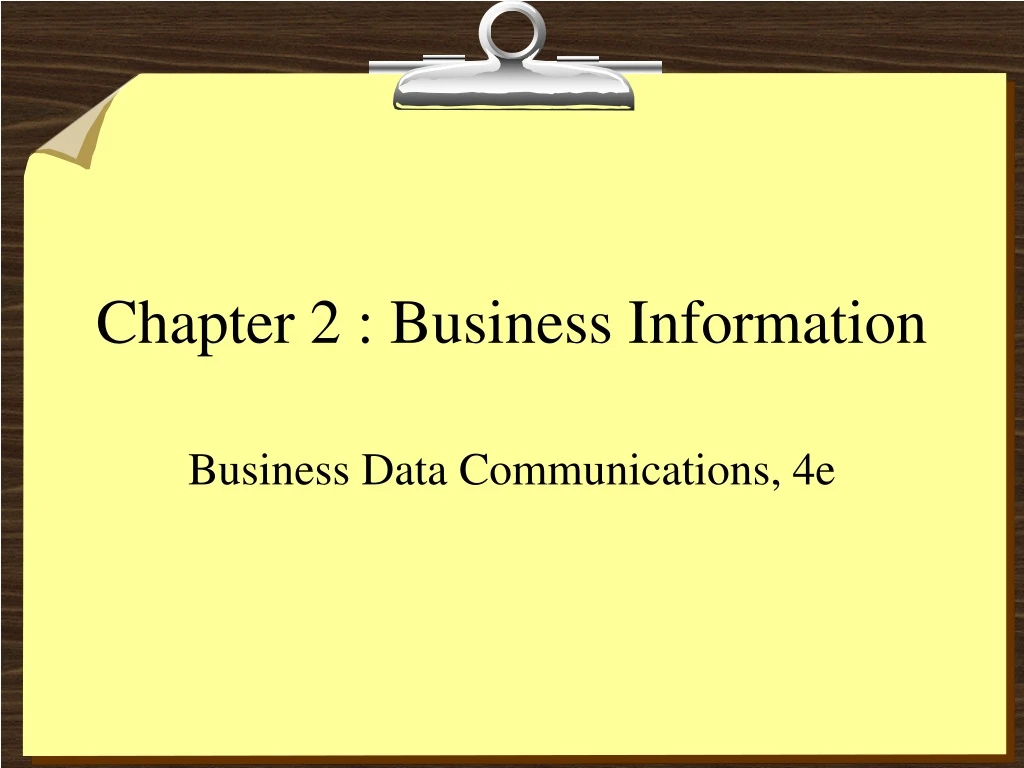 chapter 2 business information
