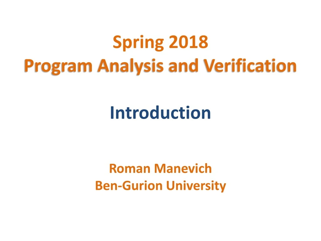 spring 2018 program analysis and verification