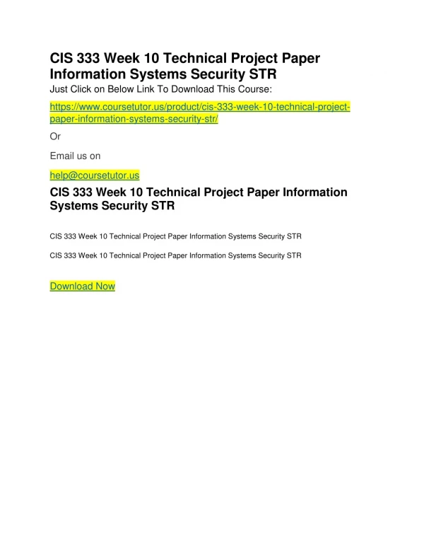 cis 333 week 10 technical project paper