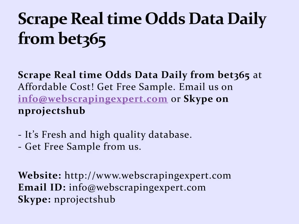 scrape real time odds data daily from bet365