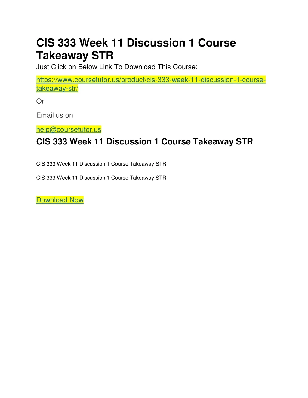 cis 333 week 11 discussion 1 course takeaway