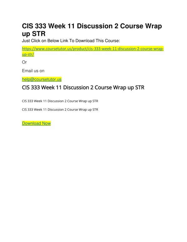 cis 333 week 11 discussion 2 course wrap