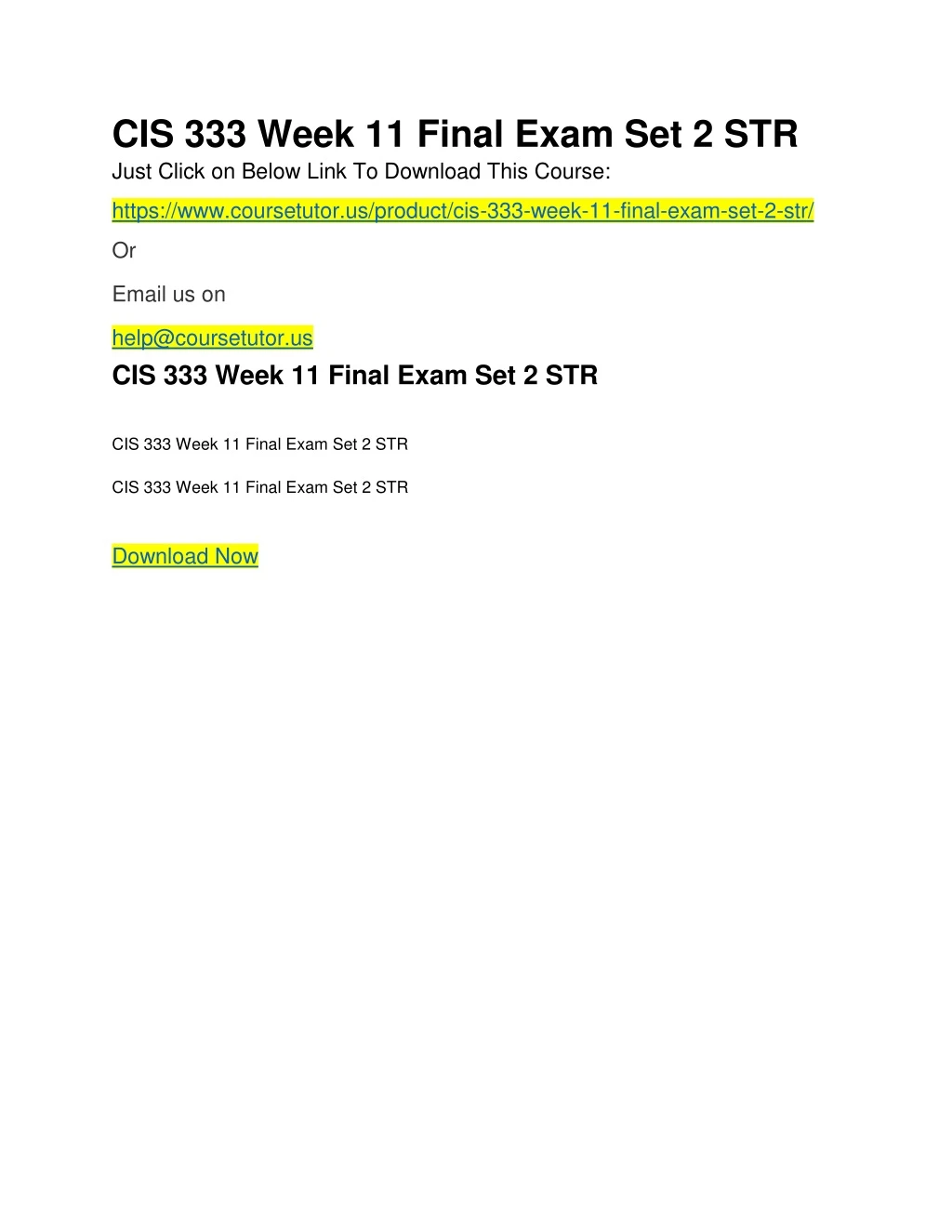 cis 333 week 11 final exam set 2 str just click